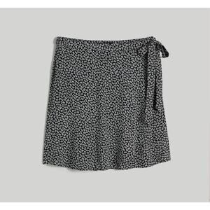 Madewell Women’s Wrap Mini Skirt In Micro Daisy Size 10 Black